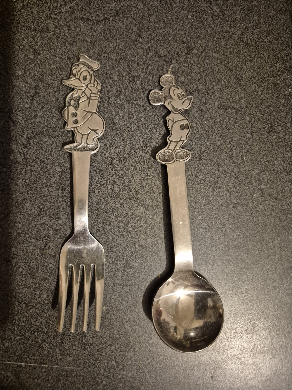 Vintage Disney Stainless Steel Kids Fork and Spoon Set - Sterling Silver Bybonny